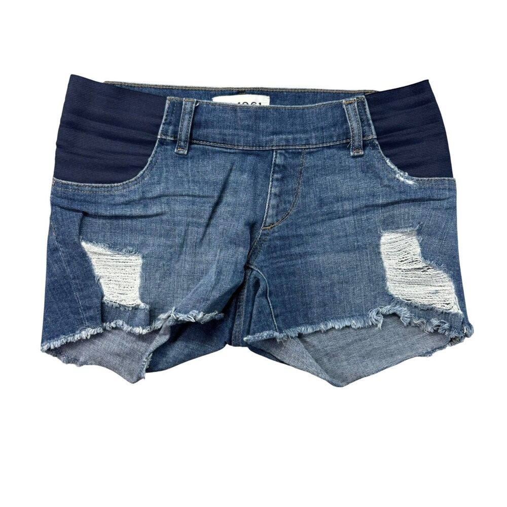 DL 1961 Jean Shorts Womens 25 Blue Karlie Maternity Boyfriend Stretch Nichols